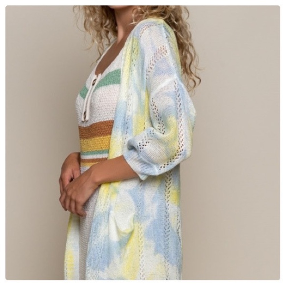 POL Splash of Color Hand Dyed Kimono Cardigan - Picture 8 of 12